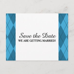 Blaue Raute Save the Date Postkarte