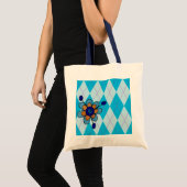 Blaue Raute und Blume Tragetasche (Vorderseite (Produkt))