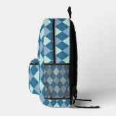 Blaue Raute Vintages Muster Bedruckter Rucksack (Rechts)