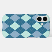 Blaue Raute Vintages Muster Case-Mate iPhone Hülle (Rückseite (Horizontal))