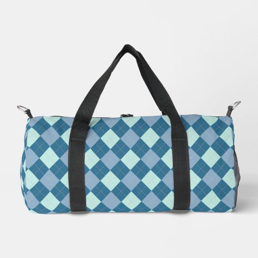 Blaue Raute Vintages Muster Duffle Bag (Vorderseite)