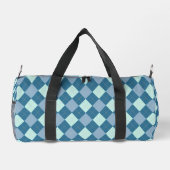 Blaue Raute Vintages Muster Duffle Bag (Rückseite)