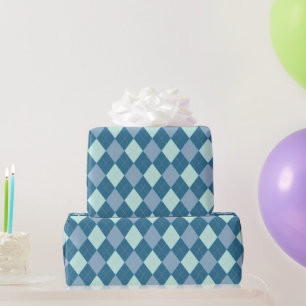 Blaue Raute Vintages Muster Geschenkpapier
