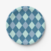 Blaue Raute Vintages Muster Pappteller (Vorderseite)
