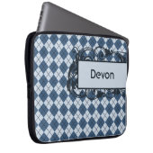 Blaue Rauten-personalisierte Laptop-Tasche 15 Zoll Laptopschutzhülle (Vorne Rechts)