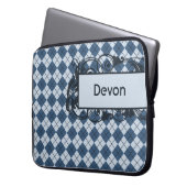 Blaue Rauten-personalisierte Laptop-Tasche 15 Zoll Laptopschutzhülle (Vorderseite Links)