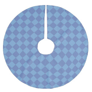 Blaue Rautenmuster-Prüfer Polyester Weihnachtsbaumdecke