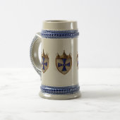 Blaue Rayel-Crest-Stein-Tasse Bierglas (Vorderseite Links)