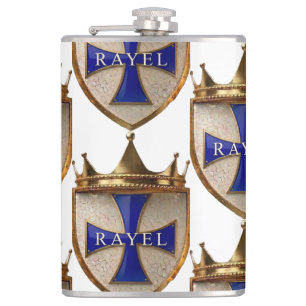 Blaue RayEl Crest Vinyl umhüllte Flasche Flachmann