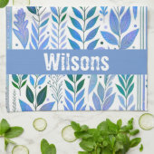 Blaue Reben, blau und periwinkle Geschirrtuch (Gefaltet)