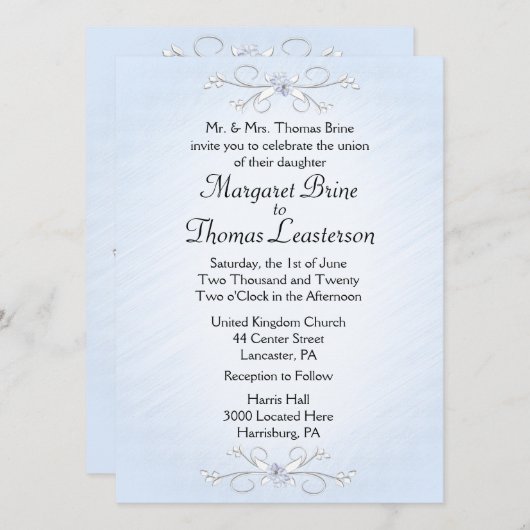 Blaue Reben Hochzeitseinladungen Einladung (Vorne/Hinten)