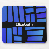 Blaue Rechteck-Fliesen Personalisiert Mousepad (Vorne)