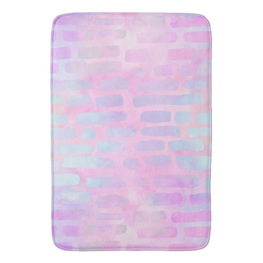 Blaue Rechteck-Formen auf rosa Hintergrund Badematte (Vorderseite Vertikal)