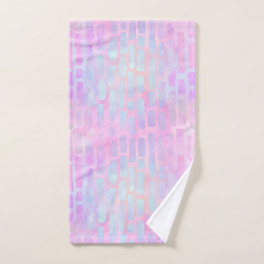 Blaue Rechteck-Formen auf rosa Hintergrund Badhandtuch Set (Handtuch)