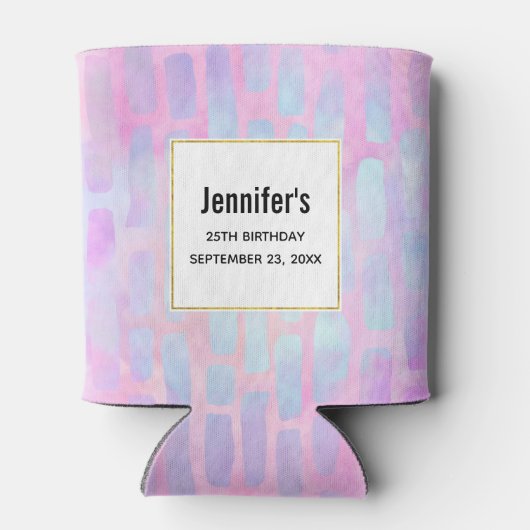 Blaue Rechteck Formen auf rosa Hintergrund Geburts Dosenkühler (Rückseite)