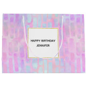 Blaue Rechteck Formen auf rosa Hintergrund Geburts Große Geschenktüte (Rückseite)