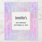 Blaue Rechteck Formen auf rosa Hintergrund Geburts Weinetikett (Einzelnes Label)