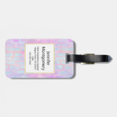 Blaue Rechteck-Formen auf rosa Hintergrund Gepäckanhänger (Rückseite horizontal)