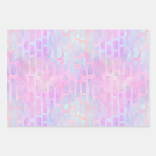 Blaue Rechteck-Formen auf rosa Hintergrund Geschenkpapier Set (Vorderseite 3)