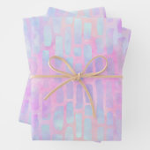 Blaue Rechteck-Formen auf rosa Hintergrund Geschenkpapier Set (Beispiel)