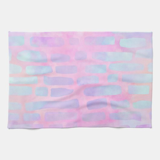 Blaue Rechteck-Formen auf rosa Hintergrund Geschirrtuch (Horizontal)