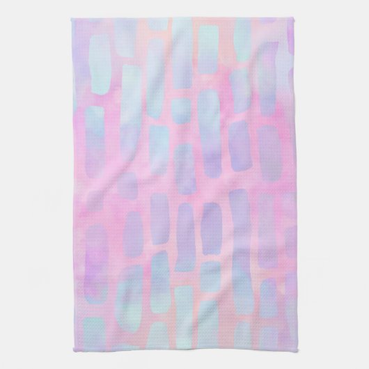 Blaue Rechteck-Formen auf rosa Hintergrund Geschirrtuch (Vertikal)