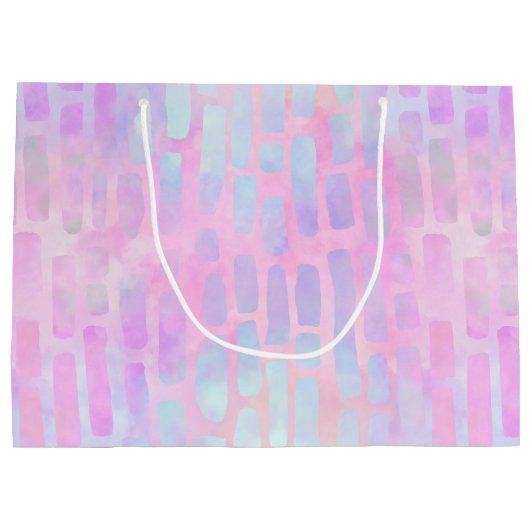 Blaue Rechteck-Formen auf rosa Hintergrund Große Geschenktüte (Rückseite)