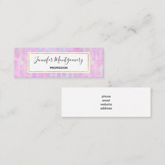 Blaue Rechteck-Formen auf rosa Hintergrund Mini Visitenkarte (Vorne/Hinten)