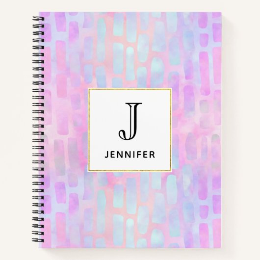 Blaue Rechteck-Formen auf rosa Hintergrund Notizblock (Vorderseite)