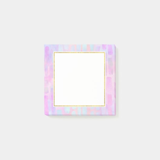 Blaue Rechteck-Formen auf rosa Hintergrund Post-it Klebezettel (Vorderseite)