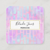 Blaue Rechteck-Formen auf rosa Hintergrund Quadratische Visitenkarte (Vorderseite)