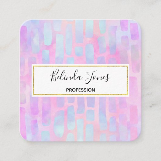 Blaue Rechteck-Formen auf rosa Hintergrund Quadratische Visitenkarte (Vorderseite)