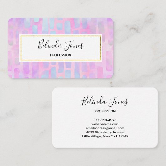 Blaue Rechteck-Formen auf rosa Hintergrund Visitenkarte (Vorne/Hinten)