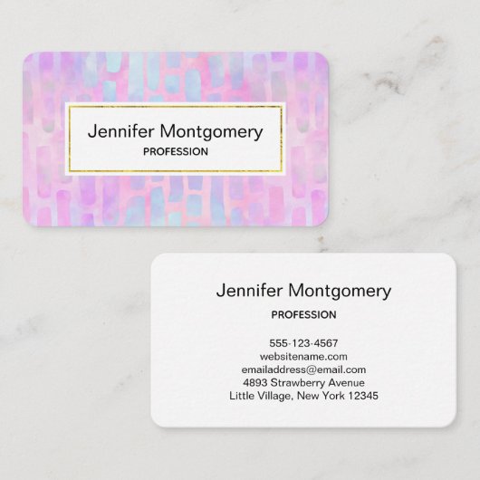 Blaue Rechteck-Formen auf rosa Hintergrund Visitenkarte (Vorne/Hinten)