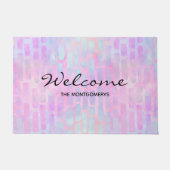 Blaue Rechteck Formen auf rosa Hintergrund Willkom Fußmatte (Vorderseite)