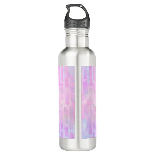 Blaue Rechteck-Formen auf rosa Hintergrundmonogram Edelstahlflasche (Rückseite)