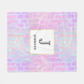 Blaue Rechteck-Formen auf rosa Hintergrundmonogram Fleecedecke (Vorderseite (Horizontal))