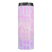 Blaue Rechteck-Formen auf rosa Hintergrundmonogram Thermosbecher (Rückseite)