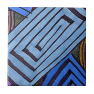Blaue Rechtecke dominieren diese coole Farbe abstr Fliese