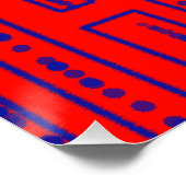 Blaue Rechtecke in Rot Poster (Ecke)