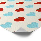 BLAUE RED MUSTACHE UND HERZEN GLITZER POSTER (Ecke)