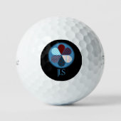 BLAUE RED PATCHWORT BLUME FORM MONOGRAMM INITIALEN GOLFBALL (Vorderseite)