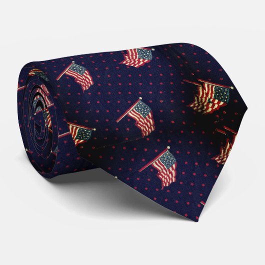 BLAUE RED POLKA DOT AMERICAN FLAGS KRAWATTE (Gerollt)
