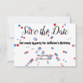 BLAUE RED SPOT BALLOON ALLES SCHWARZ SAVE THE DATE RSVP KARTE (Vorderseite)