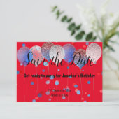 BLAUE RED SPOT BALLOT RED SAVE THE DATE RSVP KARTE (Stehend Vorderseite)