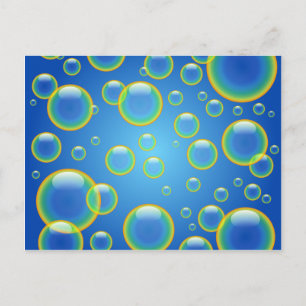 Blaue Regenbogenblasen Postkarte