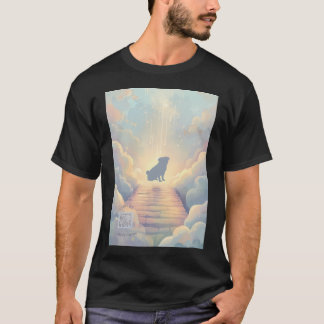 Blaue Regenbogenbrücke Pug Gedenkkunst mit Trauer  T-Shirt