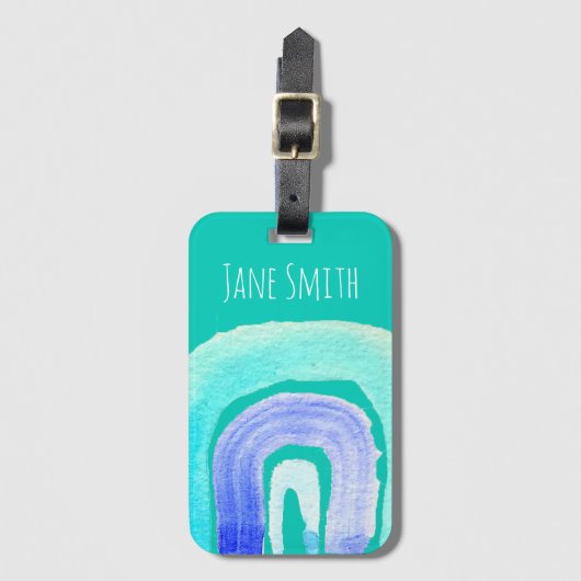 Blaue Regenbogenfarbe Liebe Gepäckanhänger (Vorderseite Vertikal)