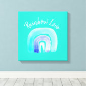 Blaue Regenbogenfarbe Liebe Leinwanddruck (Insitu (Holzboden))