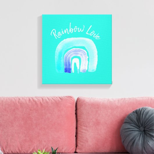 Blaue Regenbogenfarbe Liebe Leinwanddruck (Insitu (Wohnzimmer))